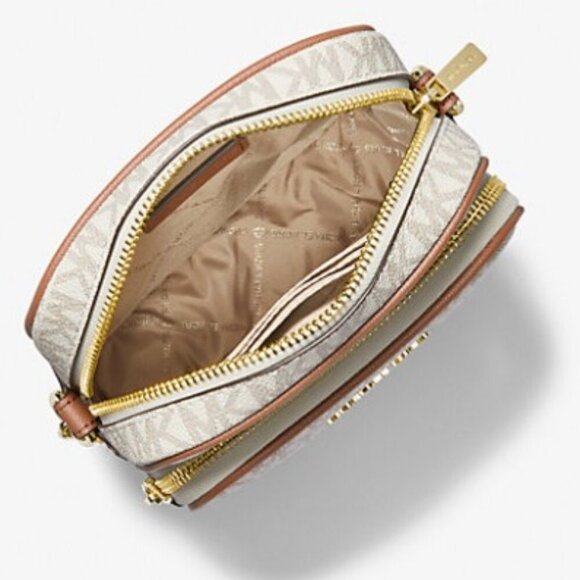 Michael Kors $398 Jet Set Travel Medium Signature Logo Crossbody Vanilla NWT - Picture 4 of 15